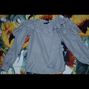 Cuffed sleeves stripped blouse